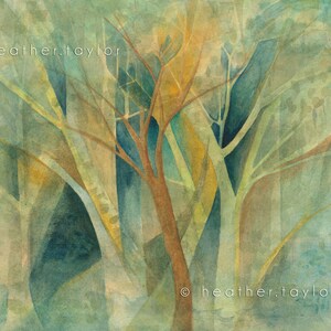 Magical Forest 9x12 Giclée Print of Watercolor Forest Scene image 1