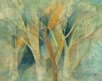 Magical Forest - 9x12" Giclée Print of Watercolor Forest Scene