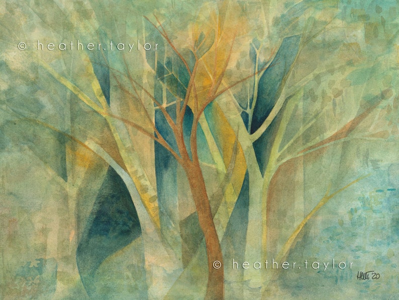 Magical Forest 9x12 Giclée Print of Watercolor Forest Scene image 1