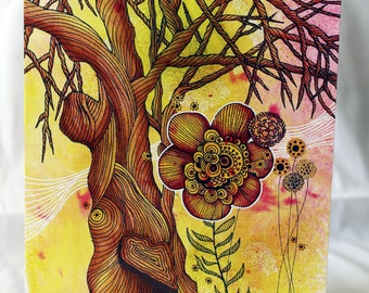 Tree & Flower Greeting Card