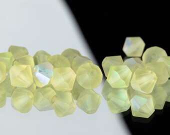 Czech Vintage Jonquil AB 8mm Glass Bicone Beads