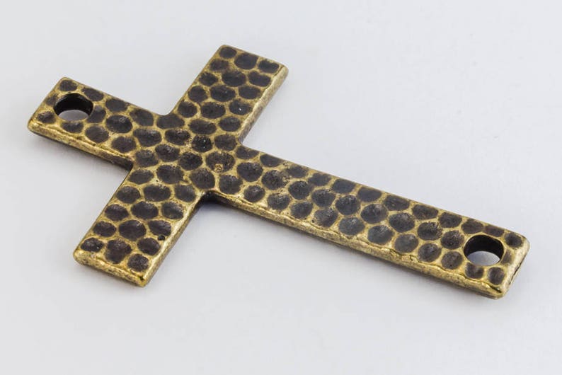 40mm Antique Brass TierraCast Hammered Cross #CK373 10 Pcs