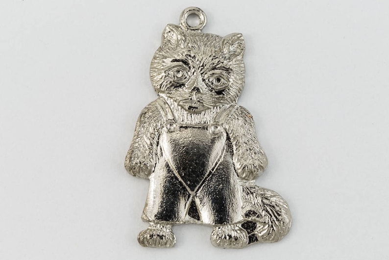 20mm Silver Kitten in Overalls Charm #CHC121