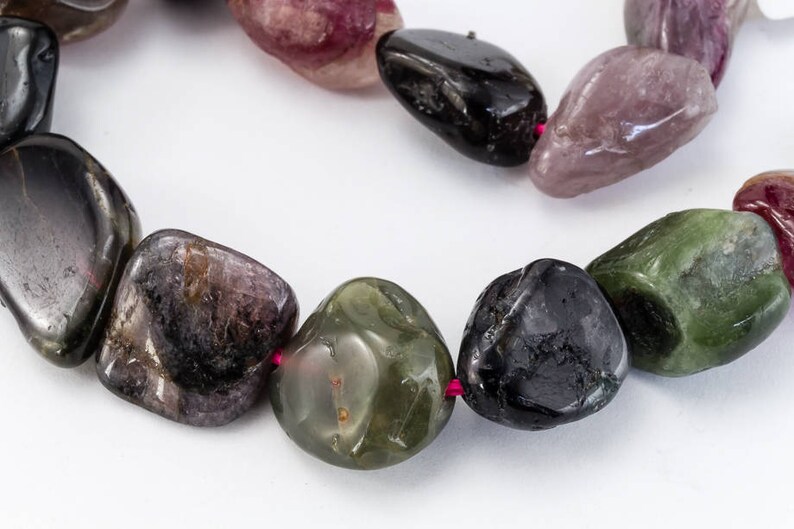 26 Pcs SOLD OUT 8 Strand 8mm-12mm Tourmaline Smooth Pebble