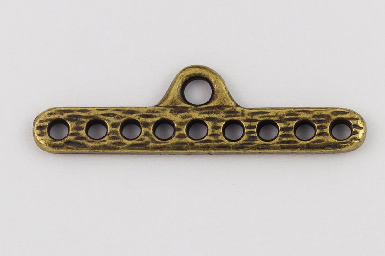 28mm Antique Brass Tierracast 9 Hole End Bar #CK461 20 Pcs
