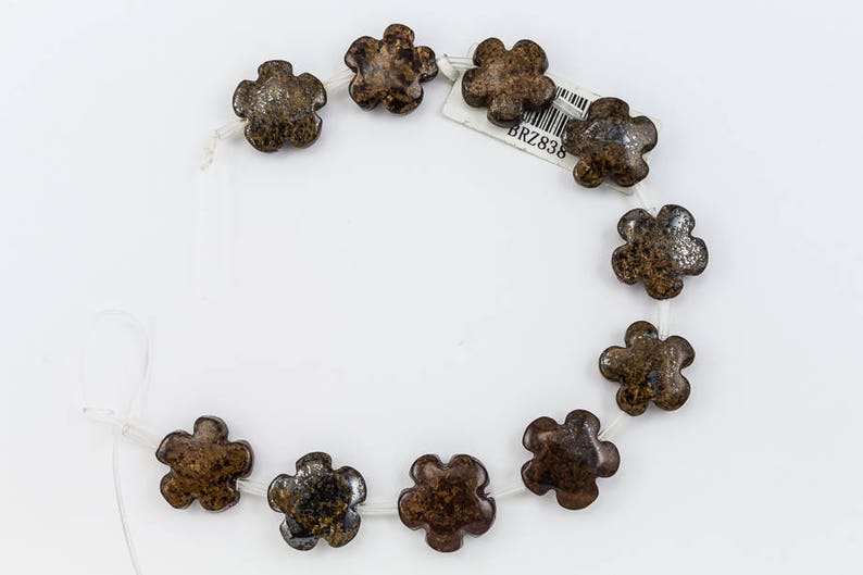 8 Strand 15mm Bronzite Flower 10 Pcs