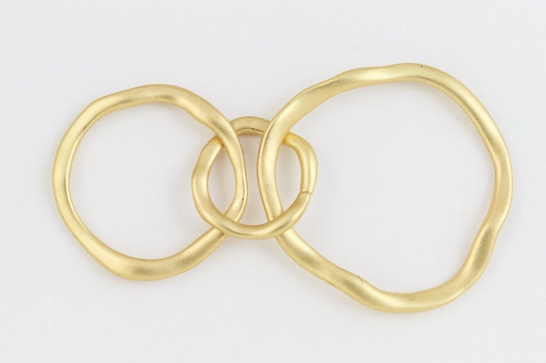 Matte Gold Hammered 3 Linked Rings Connector MFA244 Etsy