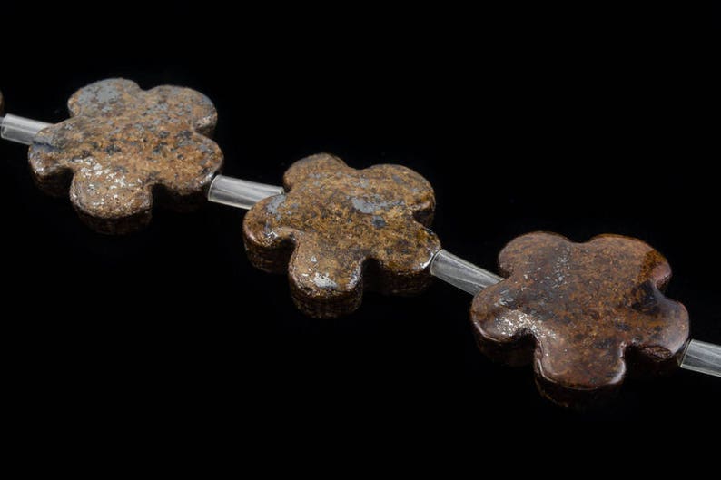 8 Strand 15mm Bronzite Flower 10 Pcs