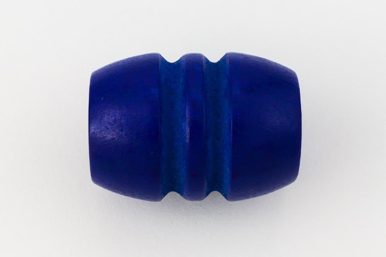 #WOOD043 2 Pcs 19mm x 30mm Blue Wood Ridged Barrel Bead