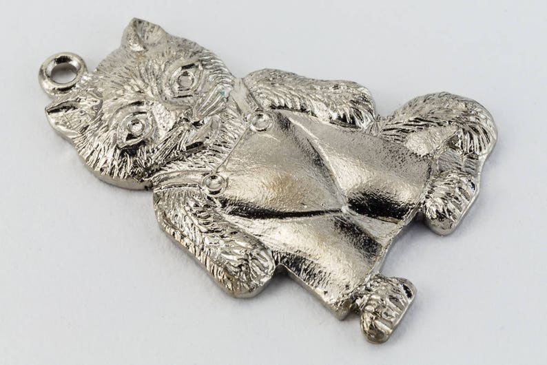 20mm Silver Kitten in Overalls Charm #CHC121