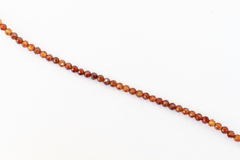 8 Strand 2mm Orange Garnet Round Faceted Bead
