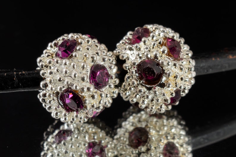 9mm AmethystSilver Swarovski Rhinestone Textured Rondelle #RSA006