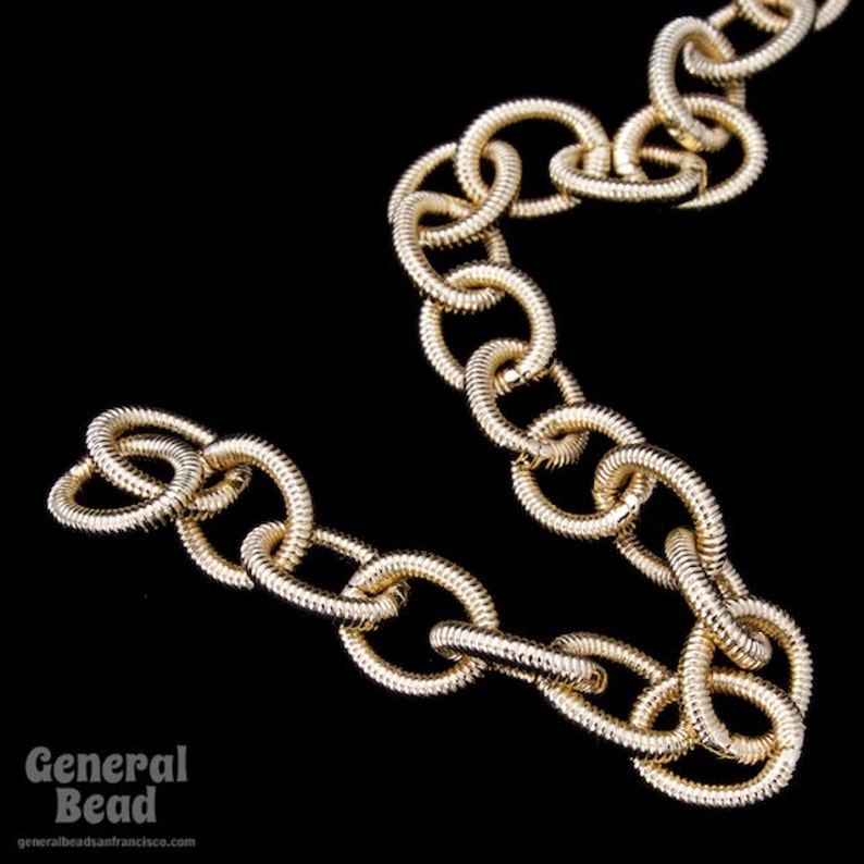 8mm x 6.5mm Bright Gold Textured Cable Chain CC94 Etsy