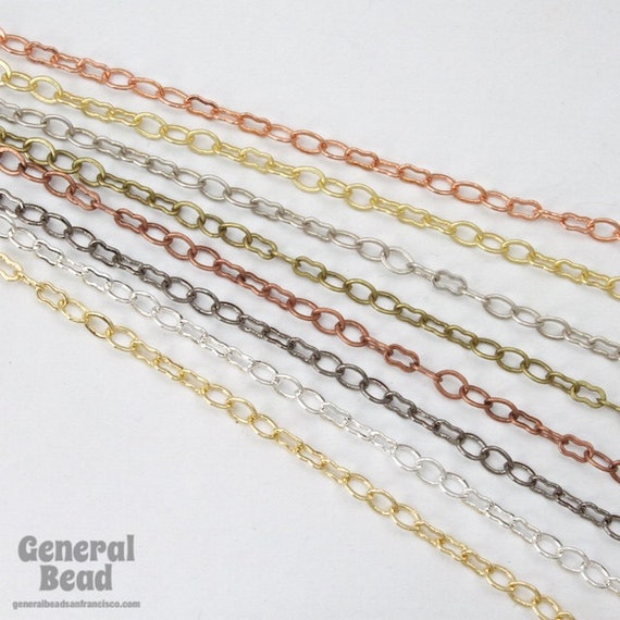 5mm x 3mm Antique Brass Delicate Oval//Peanut Link Chain #CC213