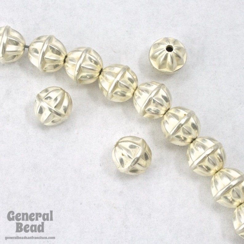 4 Pcs #MPB019 8mm Bright Silver Ribbed Star Bead