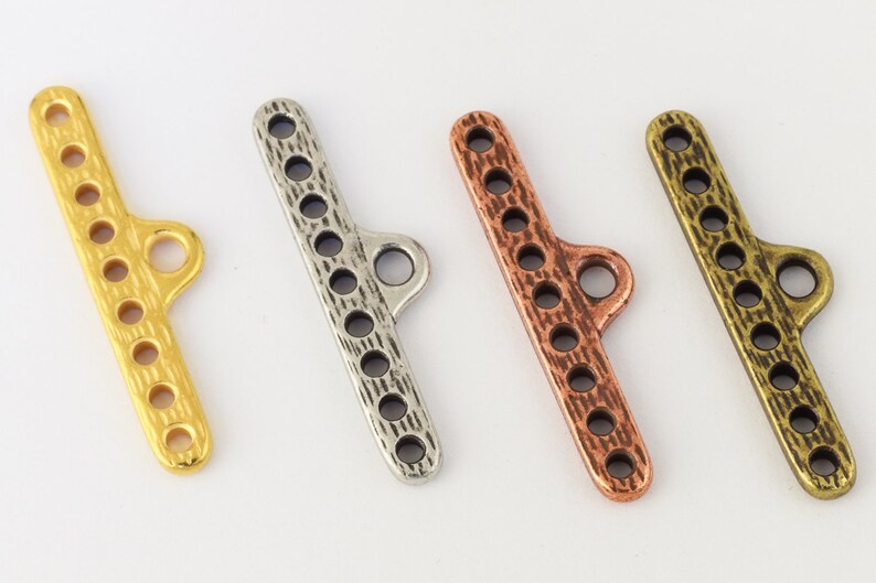 28mm Antique Brass Tierracast 9 Hole End Bar #CK461 20 Pcs