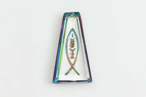 Vintage 25mm Trapezoid Ichthys Pendant #XS50-E