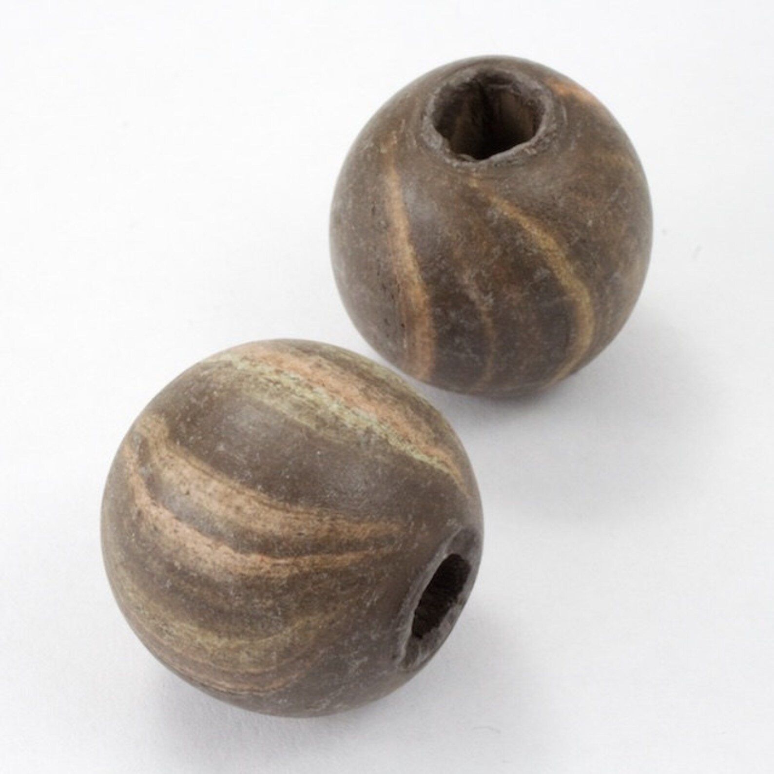 24mm Brown and Cream Clay Bead 4 Pcs 3205 Etsy