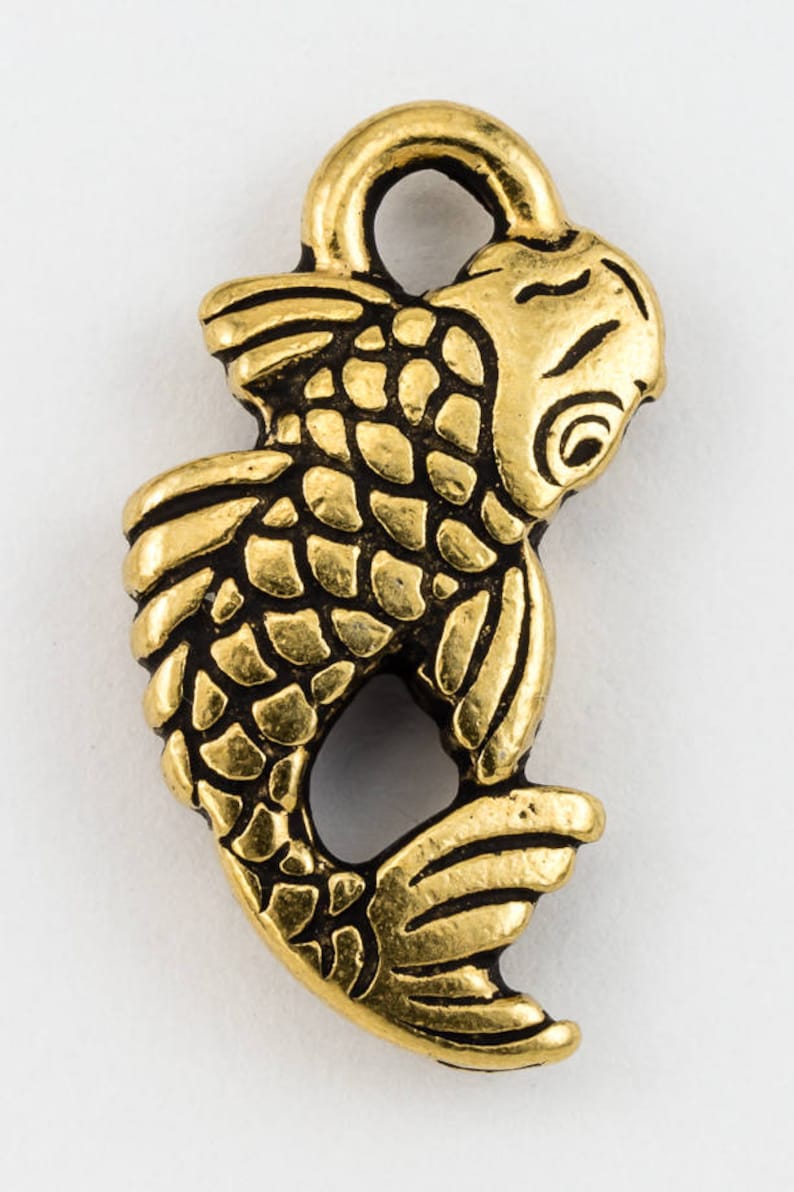 18mm Antique Gold TierraCast Pewter Koi Charm #CK397 20 Pcs