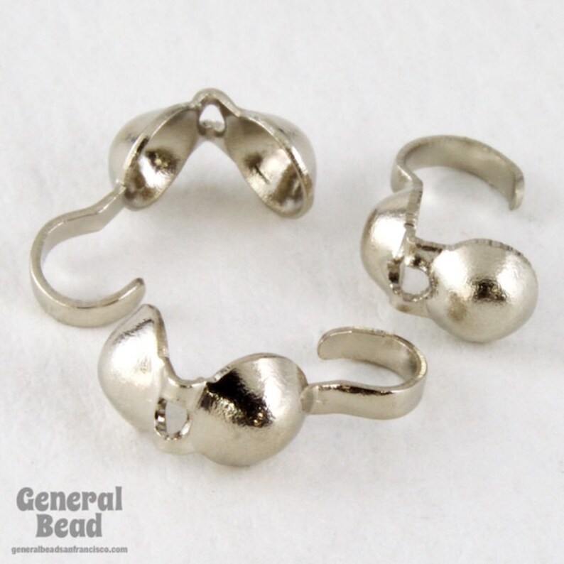 4mm Silver Tone Clamshell Bead Tip With Loop MFB001 Etsy