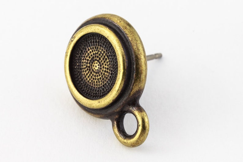 34ss CrystalAntique Brass TierraCast Bezel Ear Post with Loop #CK316