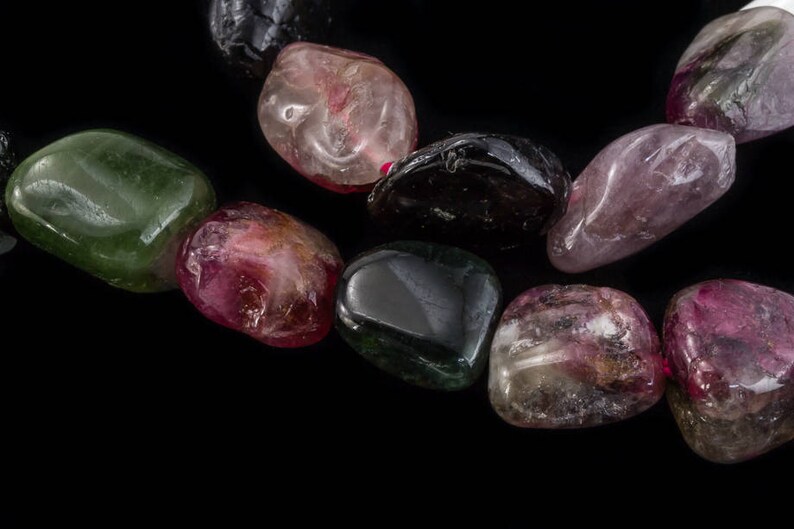 26 Pcs SOLD OUT 8 Strand 8mm-12mm Tourmaline Smooth Pebble
