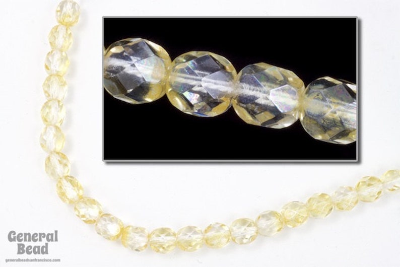 6mm Transparent Straw Fire Polished Bead #FPX234 25 Pcs
