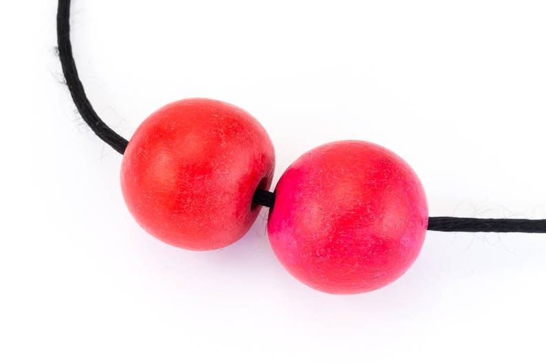21mm Red Round Wood Bead #WOOD018 4 Pcs