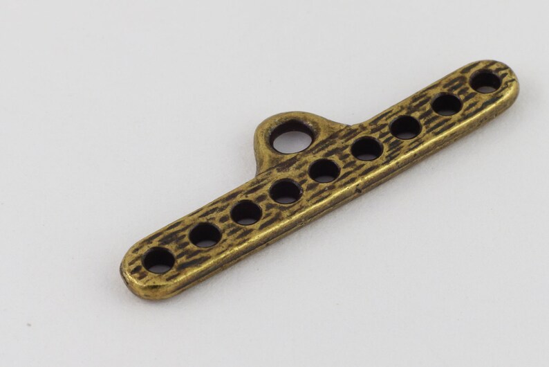 28mm Antique Brass Tierracast 9 Hole End Bar #CK461 20 Pcs