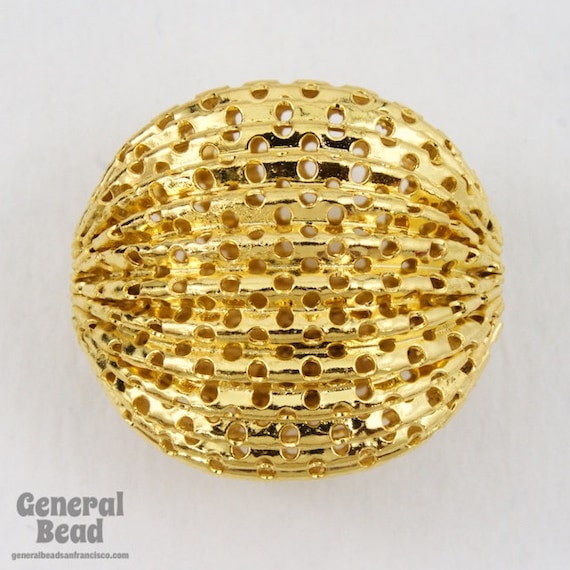 #655 26mm Perforated Brass Round Bead 2 Pcs
