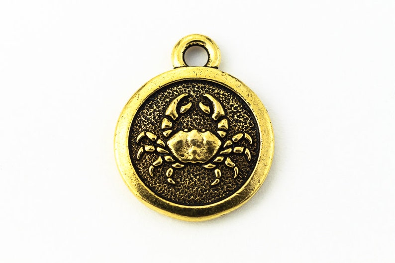19mm Antique Gold TierraCast Pewter Cancer Charm #CK223