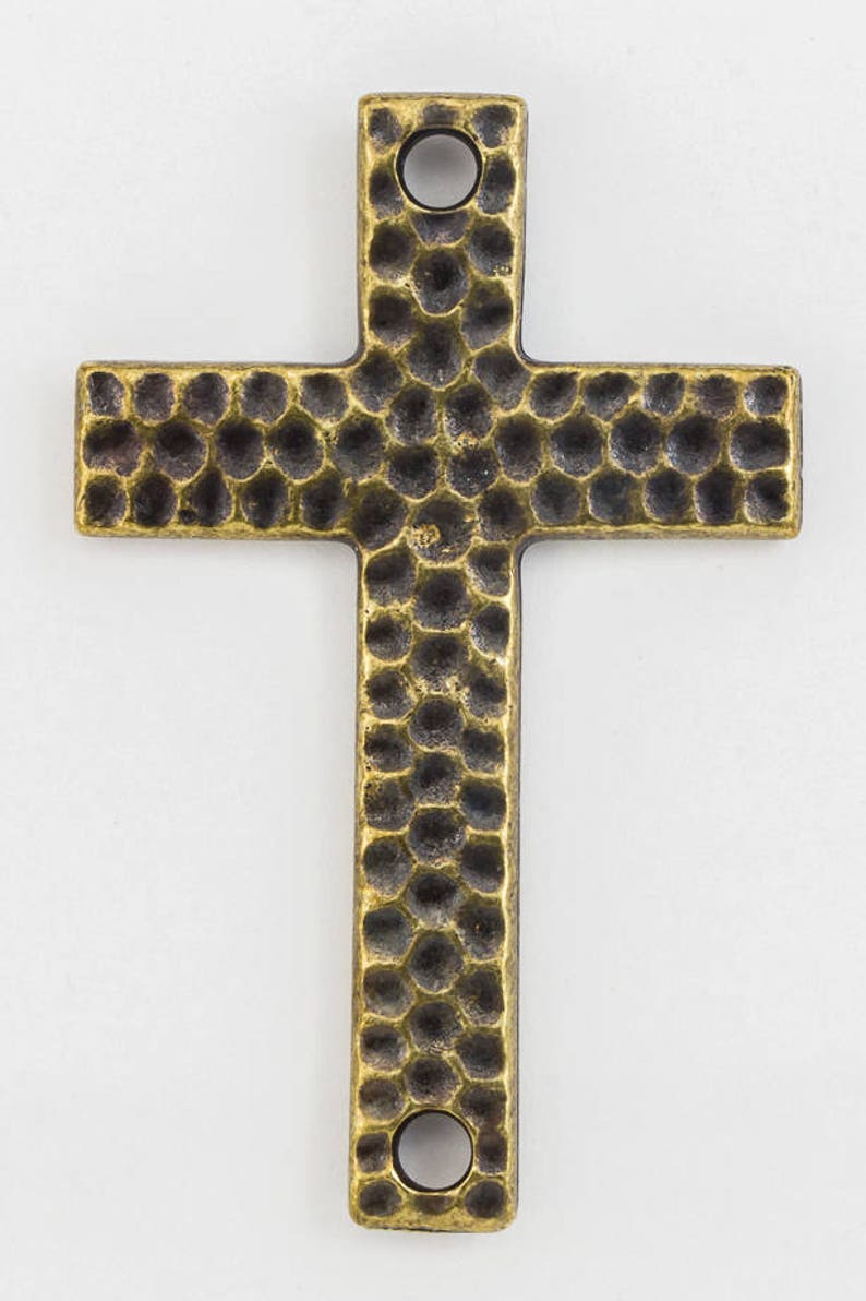 40mm Antique Brass TierraCast Hammered Cross #CK373 10 Pcs