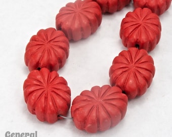 16mm x 21mm Flower Oval Cinnabar Bead #AAZ011