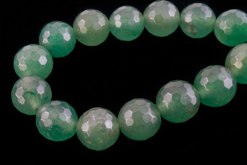 23 Pcs 8 Strand 8mm Faceted Round Green Aventurine