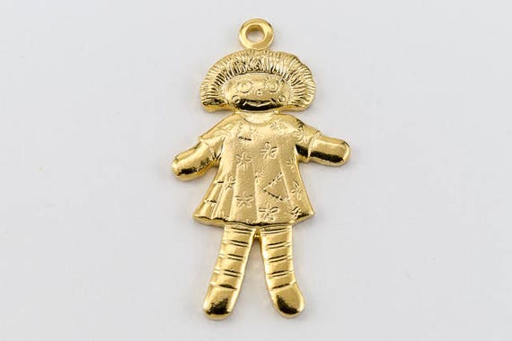21mm Gold Rag Doll Charm 2 Pcs Chb052 - Gold Rag Doll Pendant 21mm Gold Rag Doll Charm 2 Pcs Chb052 - Gold Rag Doll Pendant