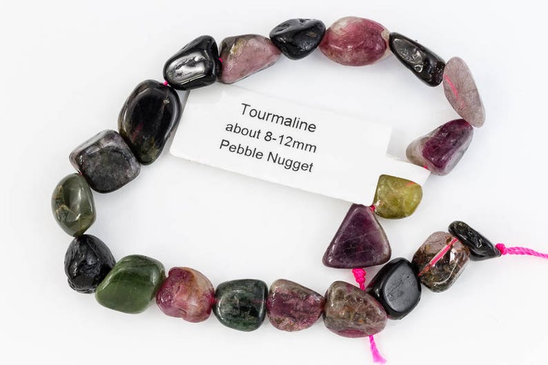 26 Pcs SOLD OUT 8 Strand 8mm-12mm Tourmaline Smooth Pebble