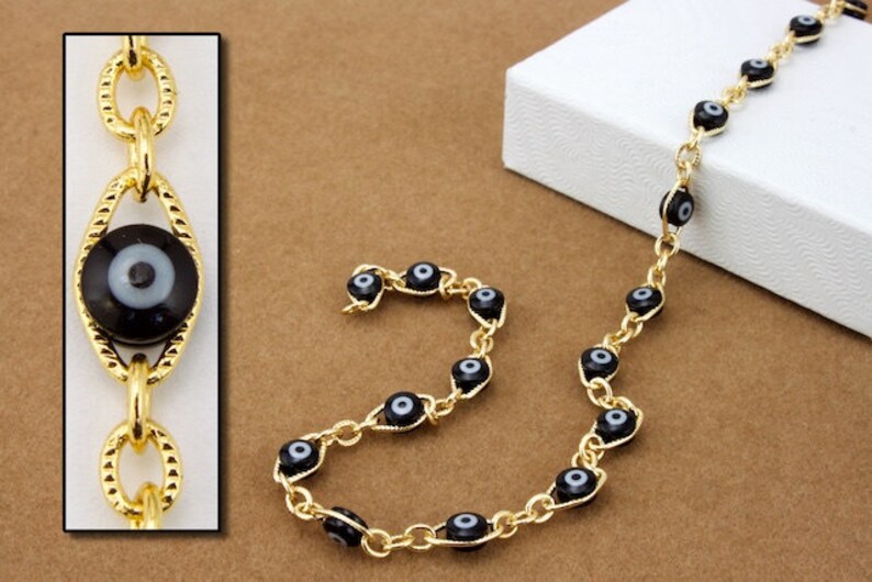 4.5mm X 7mm Gold Tone Evil Eye Chain CC260 Etsy