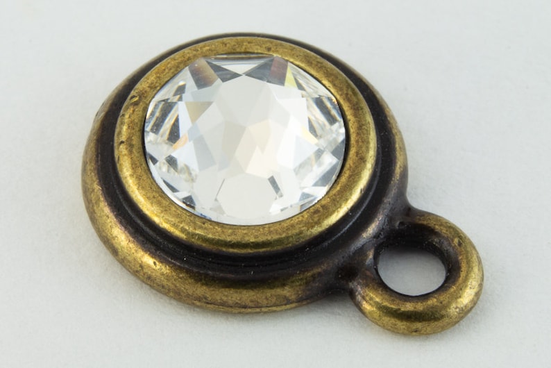 34ss CrystalAntique Brass TierraCast Bezel Ear Post with Loop #CK316