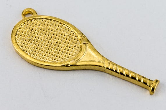 26mm Silver Yellow Plated Tennis Racquets Charm 26mm Silver Yellow Plated Tennis Racquets Charm