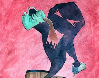 Indomitable - 8x10 Art Print  - Shadow Monster Drinking Beer - Art by Marcia Furman