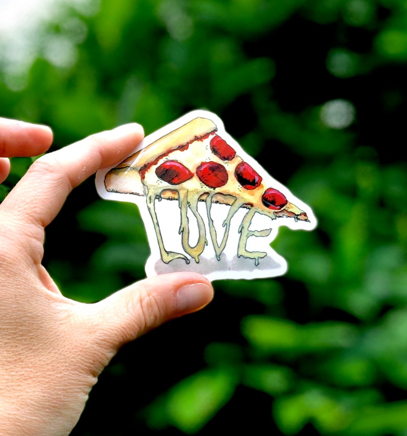 Pizza Love, Pizza Sticker, Vinyl Sticker image 2