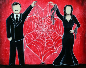 Cara Mia - Addams Family - Morticia & Gomez - 8x10 Art Print  -  Art by Marcia Furman