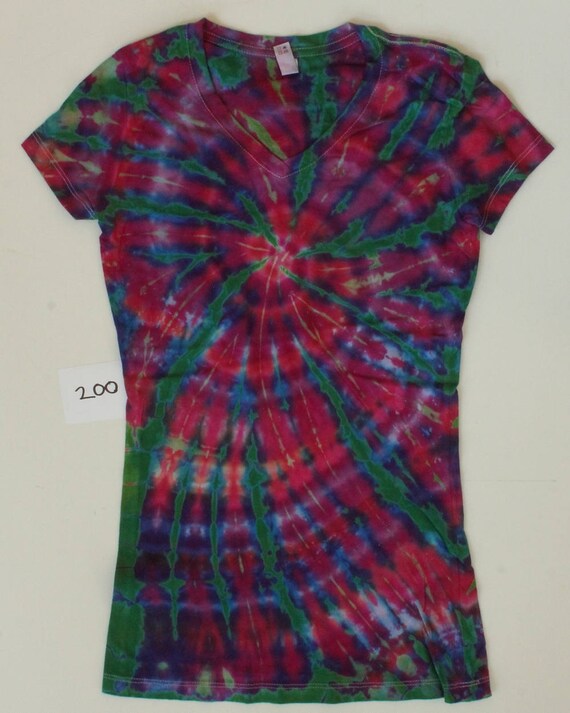 Women's Medium Next Level Ladies' 100 percent combed ringspun cotton Tie Dyed V-Neck #200 Authentic Phillip Brown Design