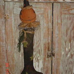 Primitive JOL Jack o Lantern Party Stocking PATTERN Prim Halloween