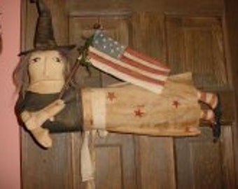 Primitive Americana Witch Doll e-Pattern Pattern USA Patriotic Wise Woman