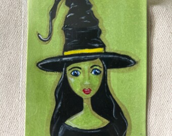 ATC Original ACEO Art Card ELPHABA WiTch painting WiCkED