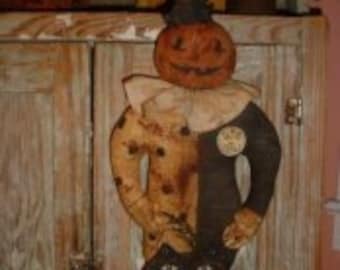 Primitive PATTERN CLOWN doll Pumpkin head prim e-Pattern JOL