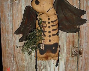 Primitive Winged Skeleton Day of the Dead Doll PATTERN E-pattern