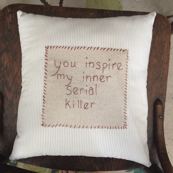 Serial Killer Inspiration Throw Pillow Murder Embroidery