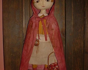 Primitive Little Red Riding Hood Doll E-PATTERN